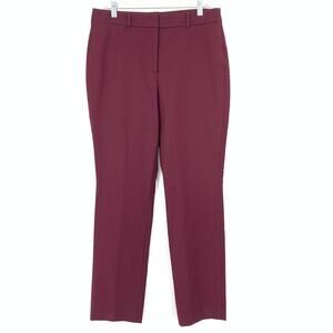 White House Black Market Elle Slim Dress Pants Womens Size 10 Maroon Stretch